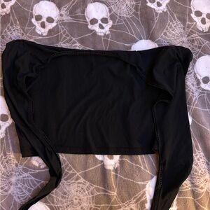 SHEIN Black Skirt with Lace Detail. tie back